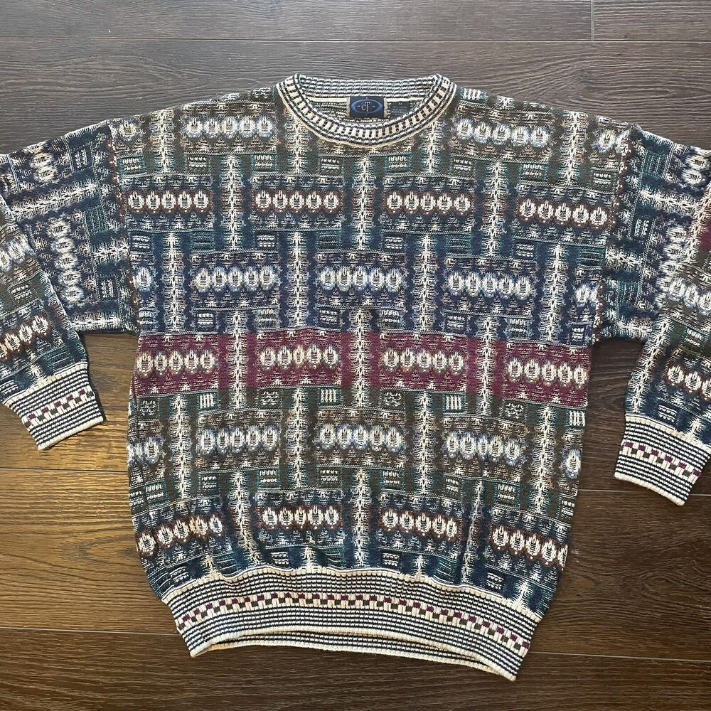 Vintage 90s CT Cotton / Acrylic Sweater Knit Dad Cosby Coogi Style; Mens Sz M